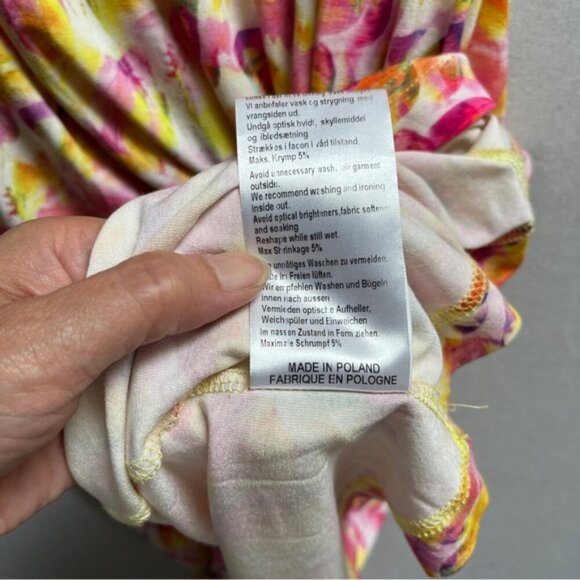 Eva & Claudi Colorful Butterfly Patterned Dress with Striped Sleeves Sz L - Picture 7 of 11